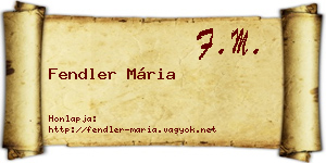 Fendler Mária névjegykártya